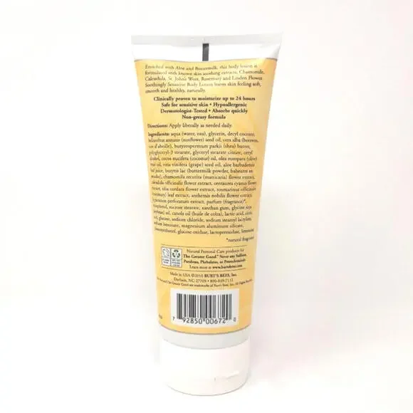 BURT'S BEES SOOTHING SENSITIVE ALOE & BUTTERMILK BODY LOTION 6 OZ